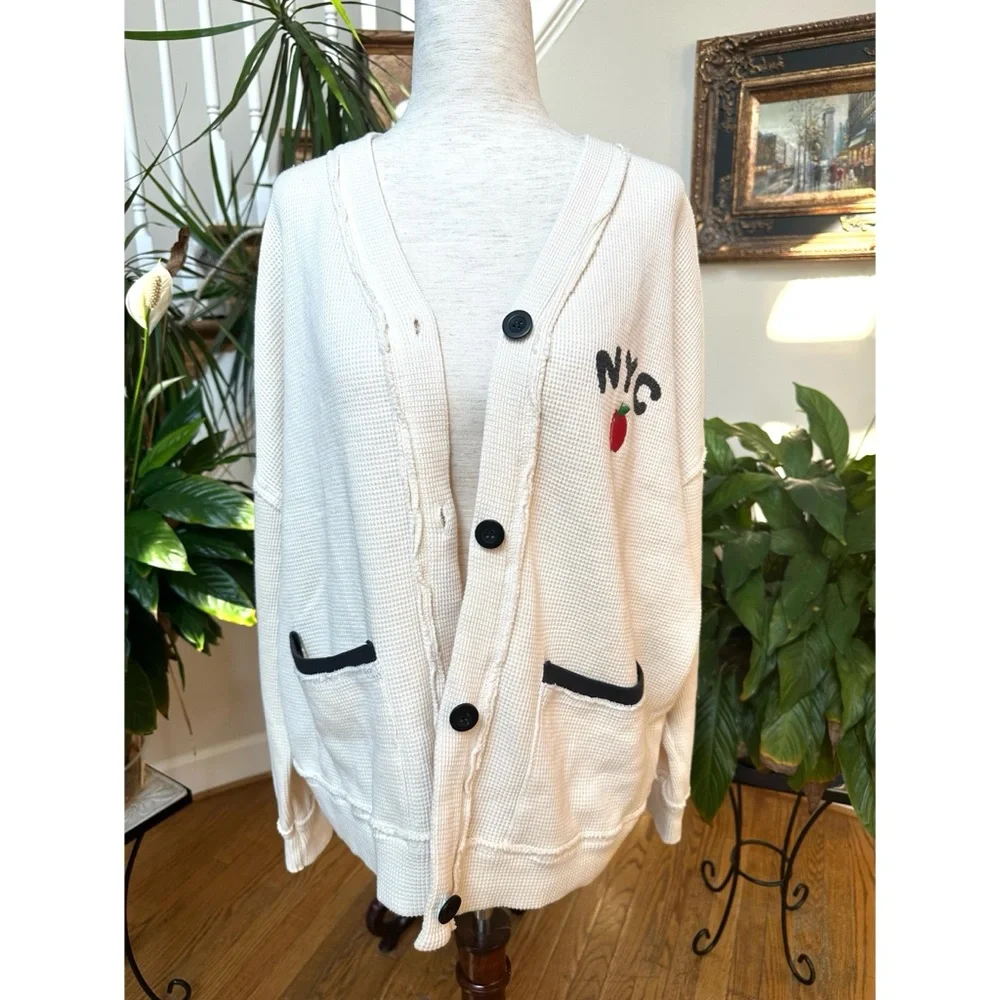 Free People Cream Ragabond NYC Thermal Cardi, NWT, XS